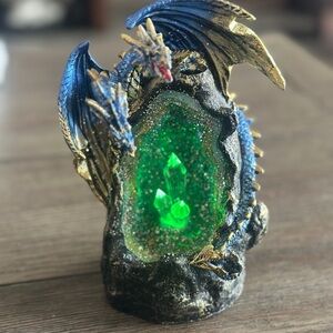 Q-Max 7" H Blue Dragon and crystal Backflow incense burner